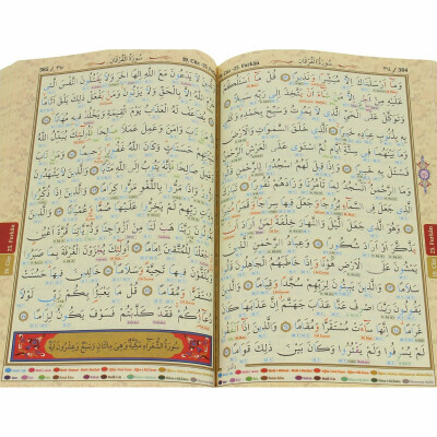 Quran mit integrierten Tajweedregeln als Lesehilfe